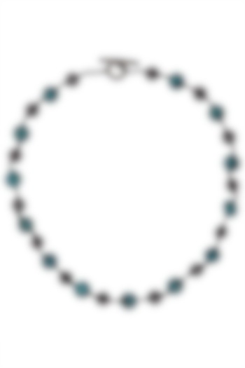 Silver Plated Gray and Turquoise Pearls Necklace by Tarusa