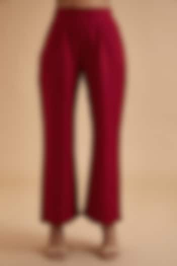 Red Handloom Cotton Wide-Legged Culottes by theroverjournal