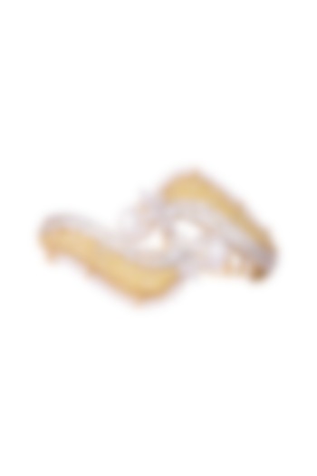 White & Gold Finish Cubic Zirconia, Yellow CZ & Pearl Bracelet by Tsara