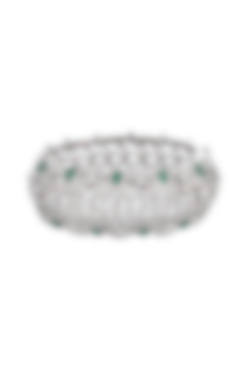 White Finish Green Onyx Bracelet by Tsara