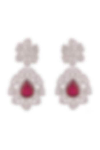 White Finish Hydro Ruby Stud Earrings In 92.5 Sterling Silver by Tsara at Pernia's Pop Up Shop