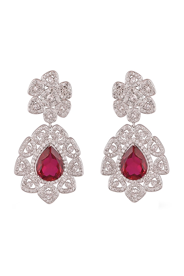 White Finish Hydro Ruby Stud Earrings In 92.5 Sterling Silver by Tsara at Pernia's Pop Up Shop