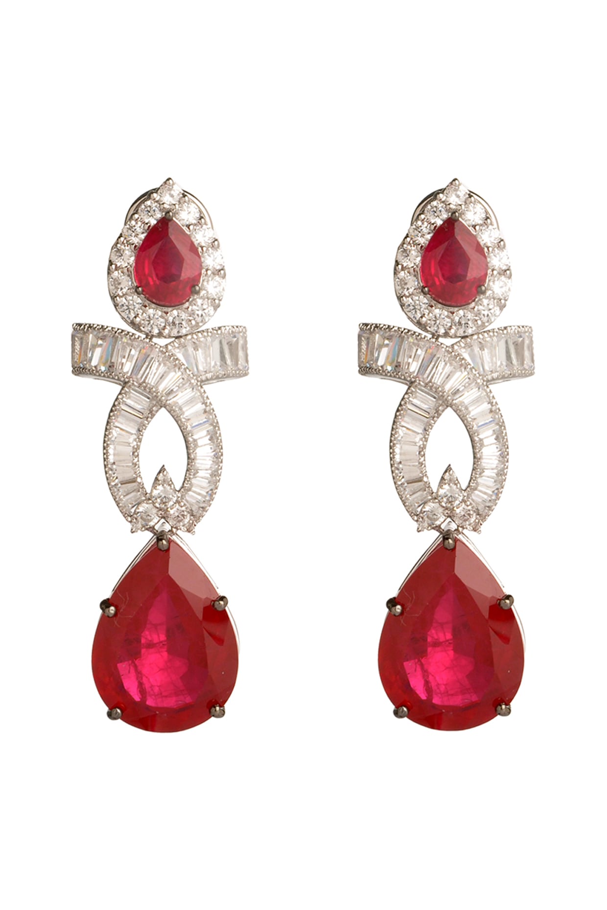 American Diamond Earrings White Gold Natural Ruby Fine Earrings - Tito's  Fashion House