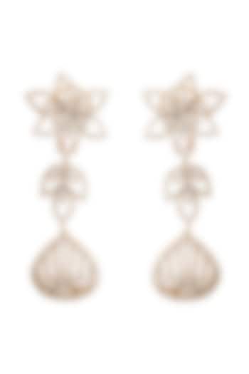 Two-Tone Rhodium Finish Cubic Zirconia Chandelier Earrings by Tsara