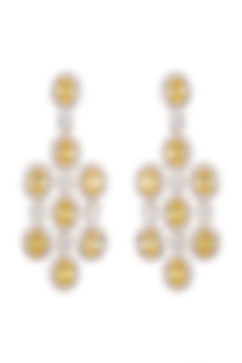 White Finish & Gold Finish Earrings by Tsara