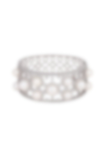 White Finish Pearls Bracelet by Tsara