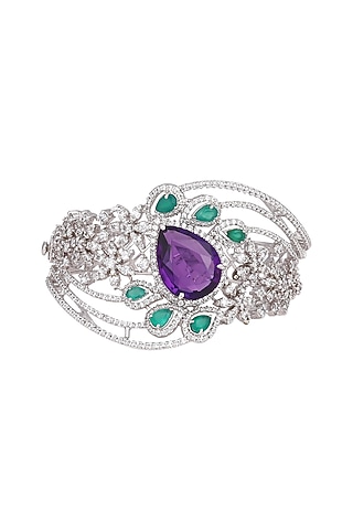White Finish Cubic Zirconia Bracelet by Tsara