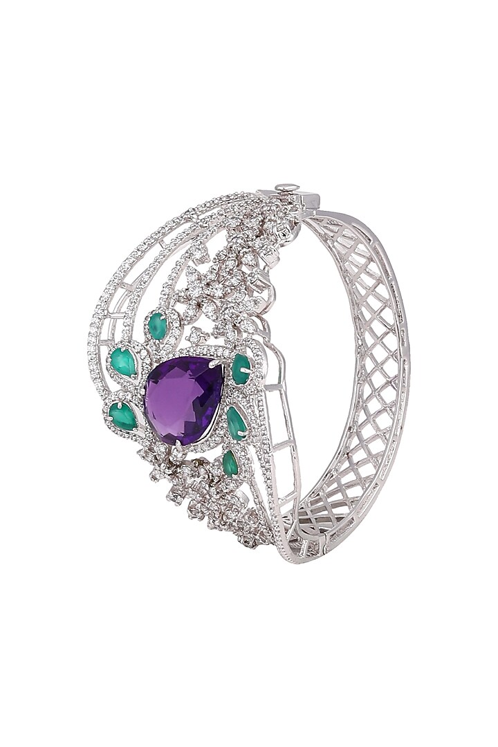 White Finish Cubic Zirconia Bracelet by Tsara at Pernia's Pop Up Shop