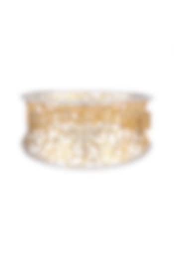 White Finish & Gold Finish Zirconia Bracelet by Tsara