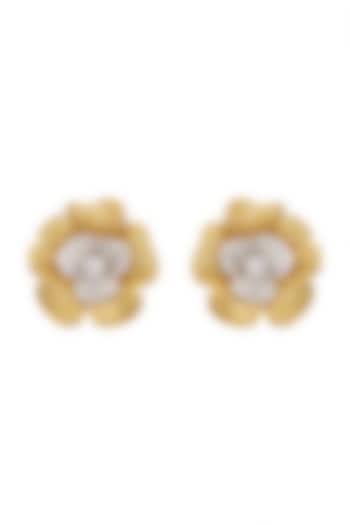 White Finish & Gold Finish Dangler Earrings by Tsara