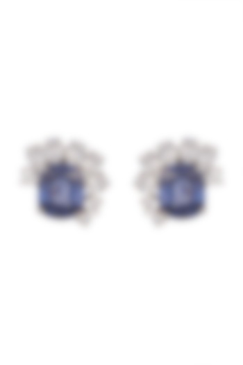 White Finish Cubic Zirconia Earrings by Tsara