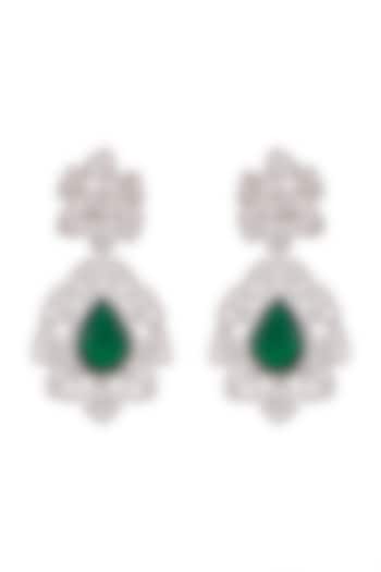 White Finish Emerald Earrings by Tsara