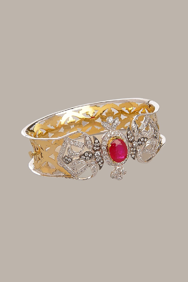 Multi-Tone Finish Cubic Zirconia & Ruby Stone Bracelet by Tsara at Pernia's Pop Up Shop