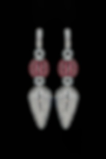 Two Tone Finish Cubic Zirconia & Hydro Ruby Dangler Earrings by Tsara at Pernia's Pop Up Shop