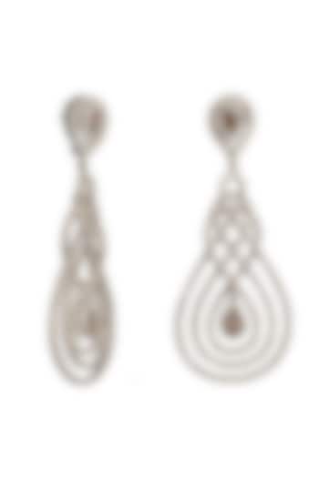 White Finish Cubic Zirconia Dangler Earrings by Tsara
