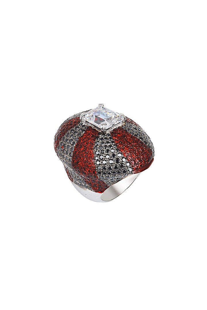 White Finish Cubic Zirconia Ring In Sterling Silver by Tsara at Pernia's Pop Up Shop