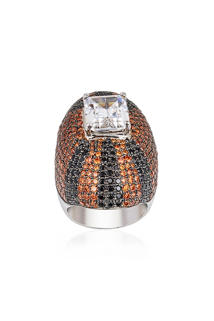 White Finish Cubic Zirconia Ring In Sterling Silver by Tsara at Pernia's Pop Up Shop
