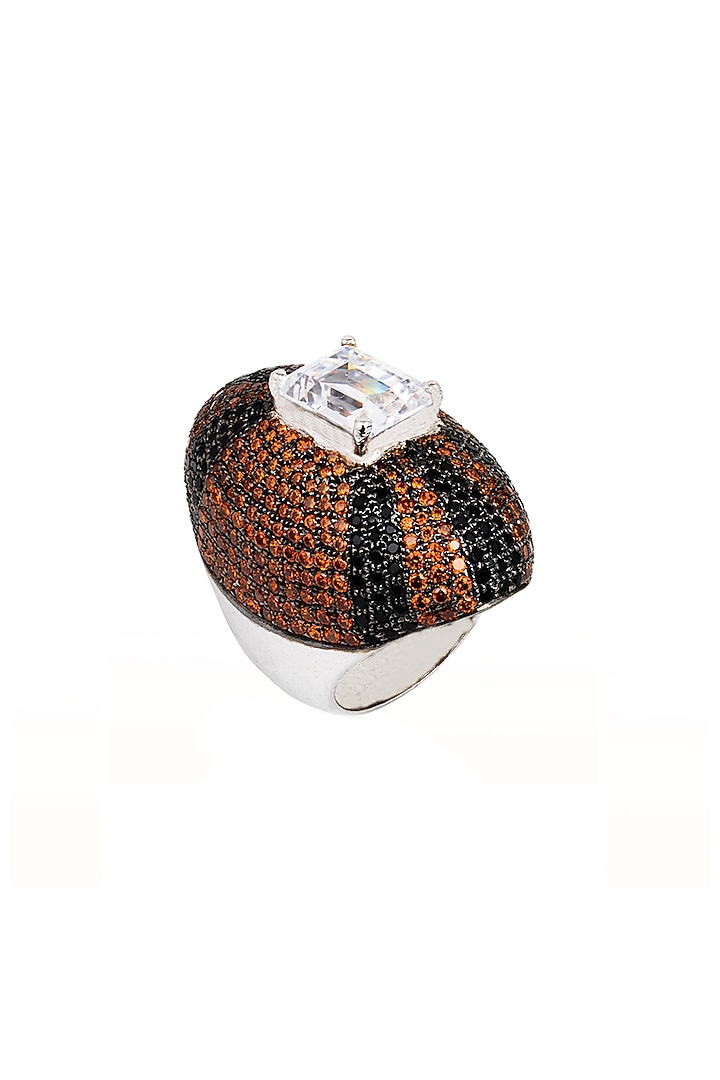 White Finish Cubic Zirconia Ring In Sterling Silver by Tsara at Pernia's Pop Up Shop