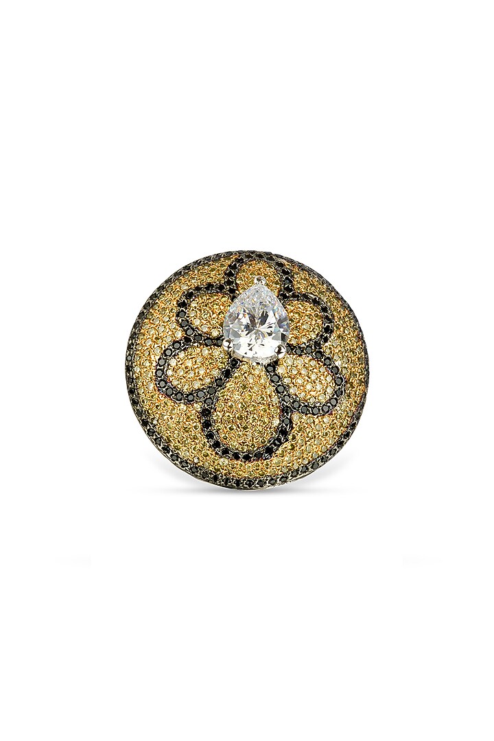 White Finish Cubic Zirconia & Crystal Ring In Sterling Silver by Tsara at Pernia's Pop Up Shop