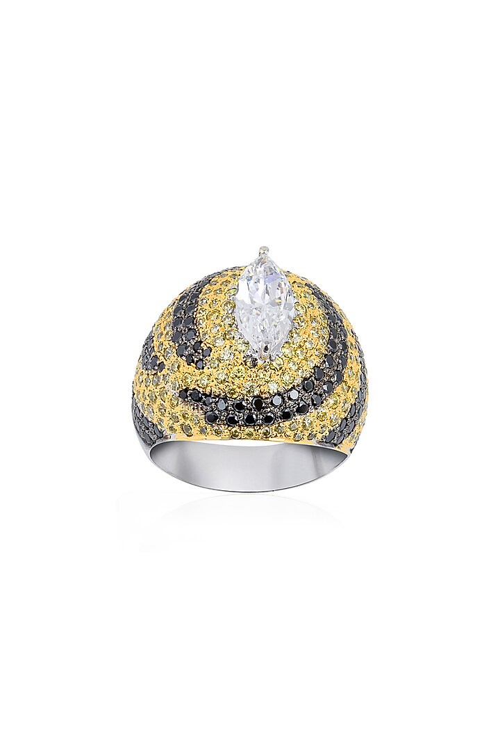 White Finish Cubic Zirconia Ring In Sterling Silver by Tsara at Pernia's Pop Up Shop