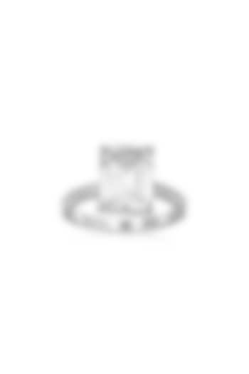 White Rhodium Finish Cubic Zirconia Ring In Sterling Silver by Tsara