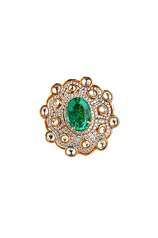 Gold Finish Cubic Zirconia Ring by Tsara