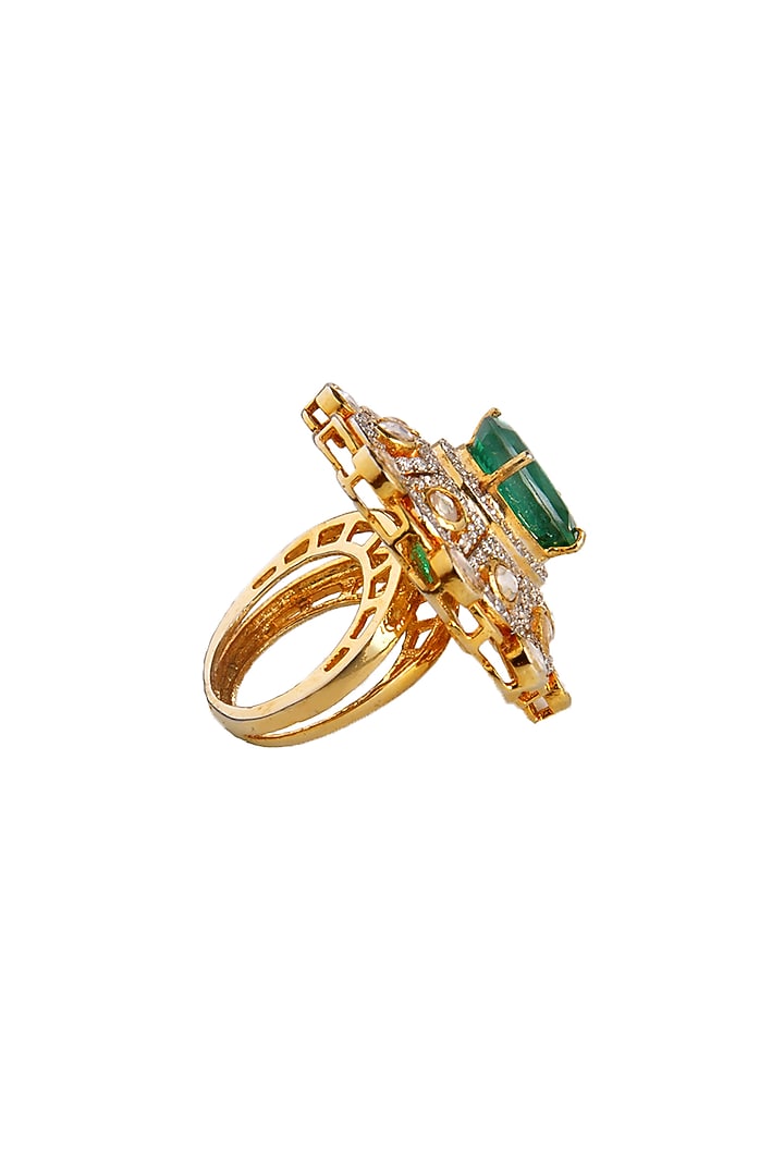 Gold Finish Cubic Zirconia Ring by Tsara at Pernia's Pop Up Shop
