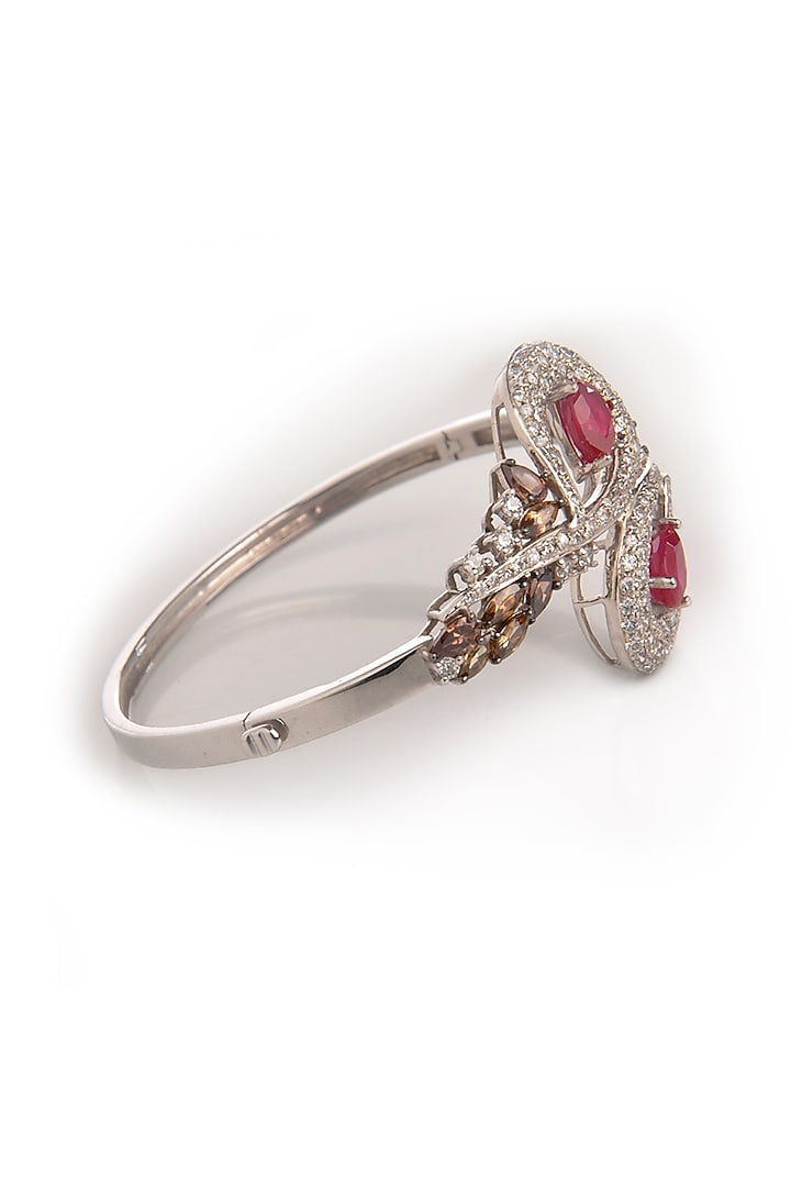 White Finish Cubic Zirconia & Hydro Ruby Bracelet by Tsara at Pernia's Pop Up Shop