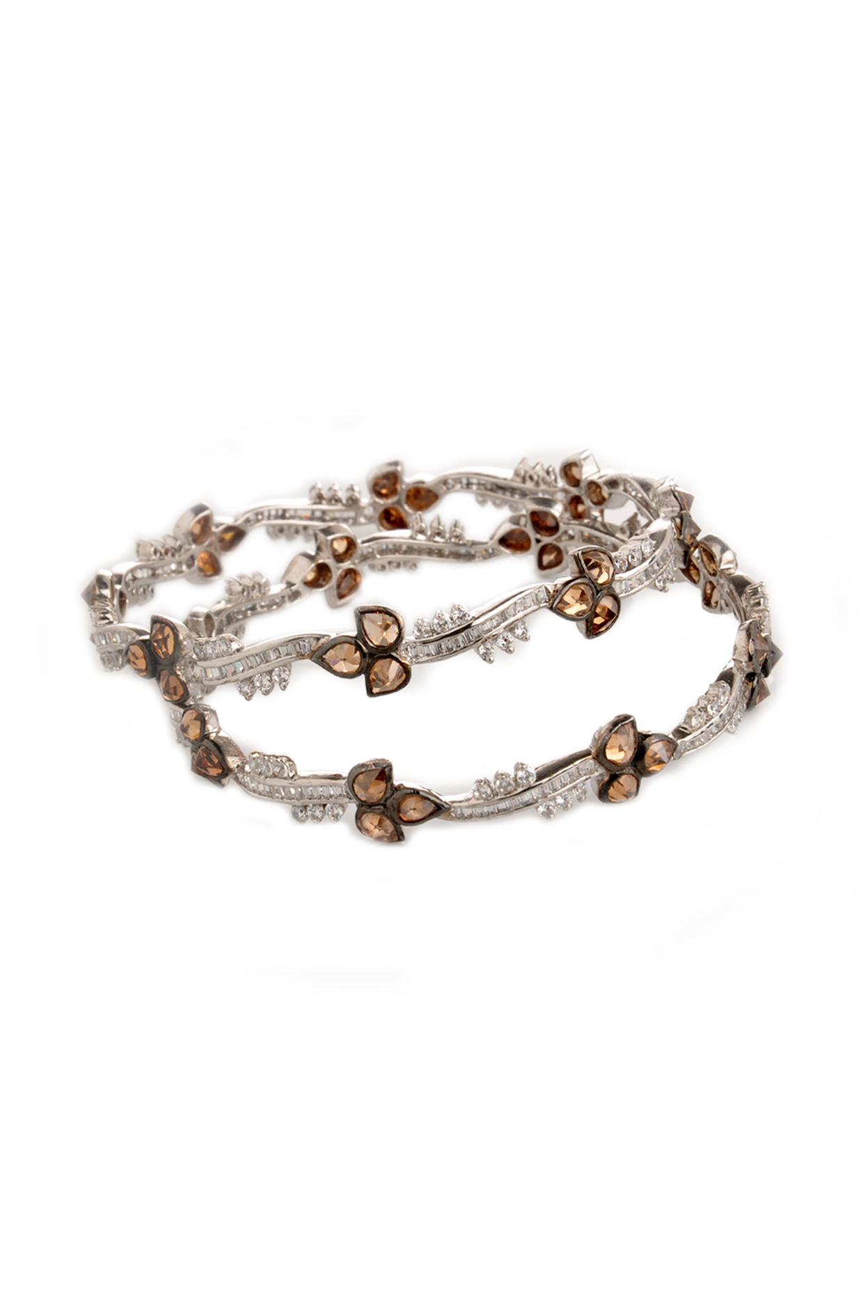 Two-Tone Finish Brown Cubic Zirconia Bangle by Tsara at Pernia's Pop Up Shop