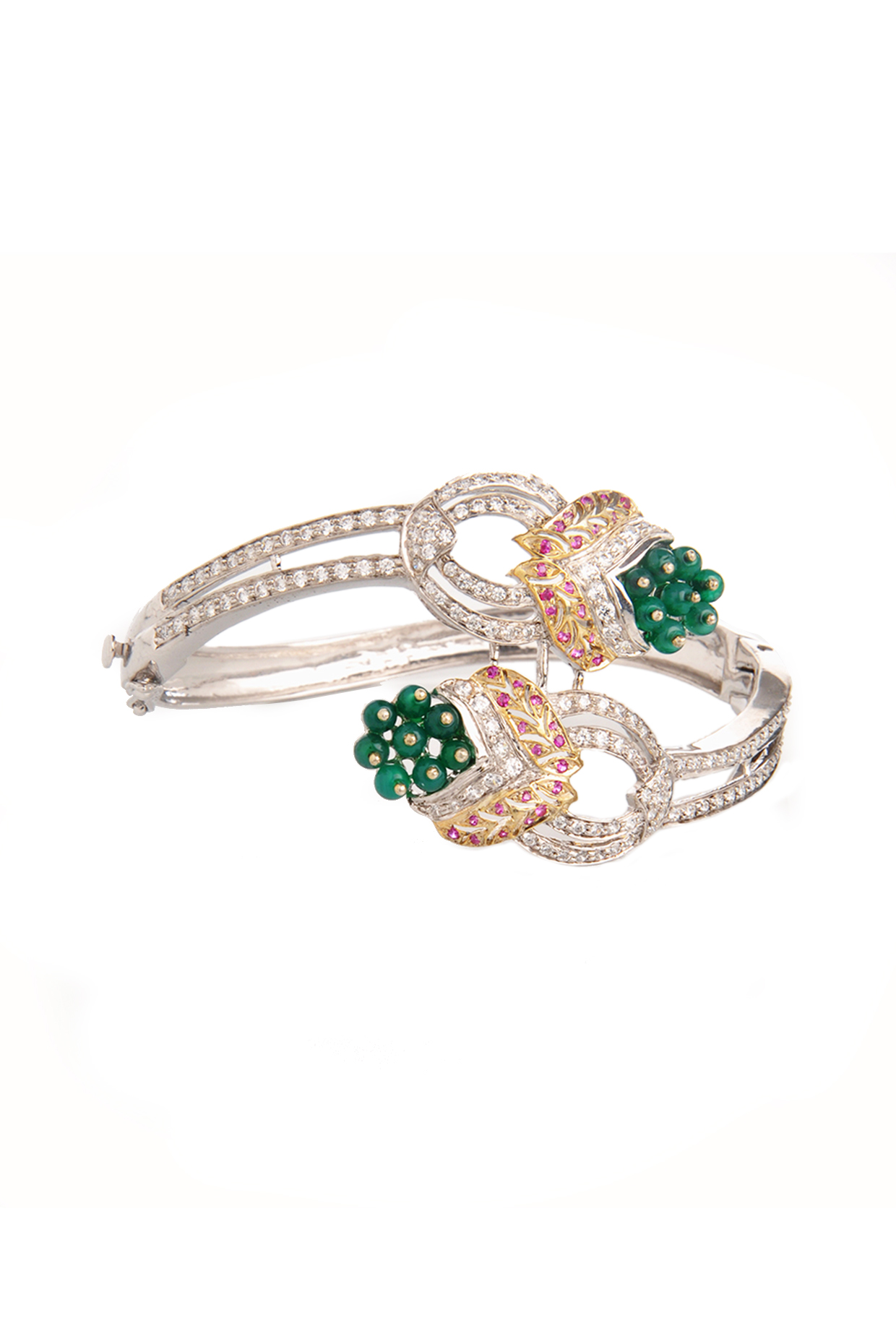Two-Tone Finish Cubic Zirconia & Onyx Beaded Bracelet by Tsara at Pernia's Pop Up Shop