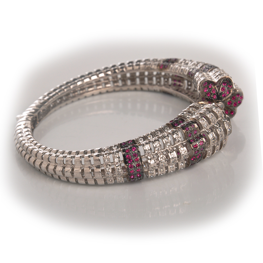 Two-tone Finish Cubic Zirconia & Hydro Ruby Stone Bracelet by Tsara at Pernia's Pop Up Shop