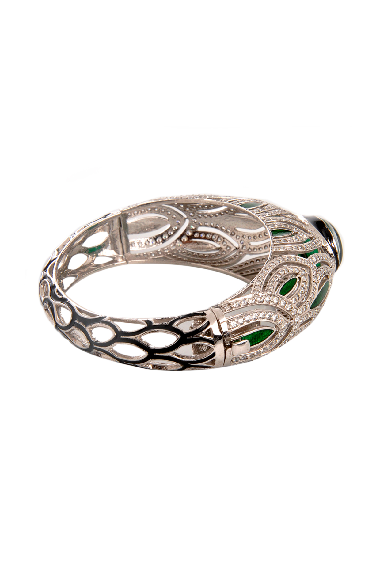 Zircon Ring and Engraved Enameled Circle Bracelet Zircon Ring and Engraved Enameled Circle Bracelet