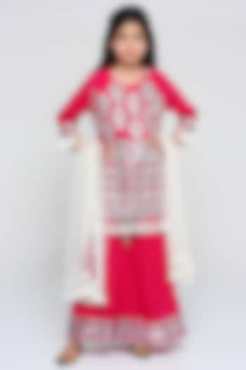 Fuchsia Blended Georgette Sharara Set For Girls by The Story Brand