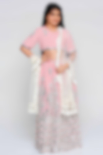 Pink Gota Embroidered Lehenga Set For Girls by The Story Brand at Pernia's Pop Up Shop