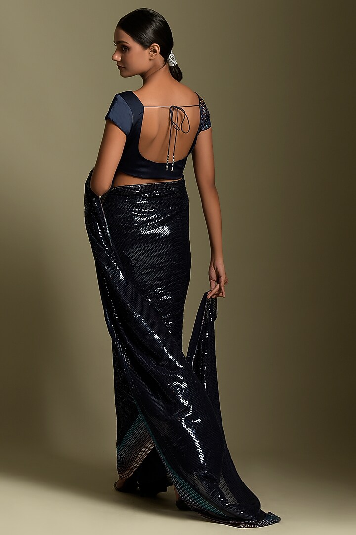 Black Embroidered Wedding Saree Set by Two Sisters By Gyans at Pernia's Pop Up Shop
