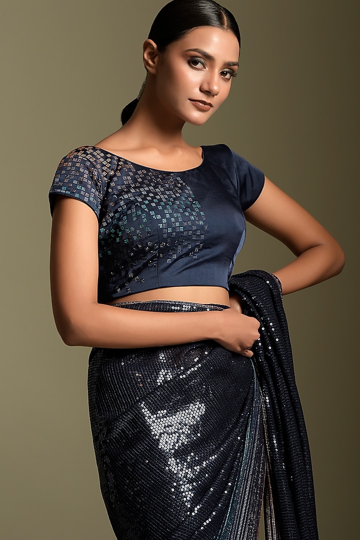 Black Embroidered Wedding Saree Set by Two Sisters By Gyans at Pernia's Pop Up Shop