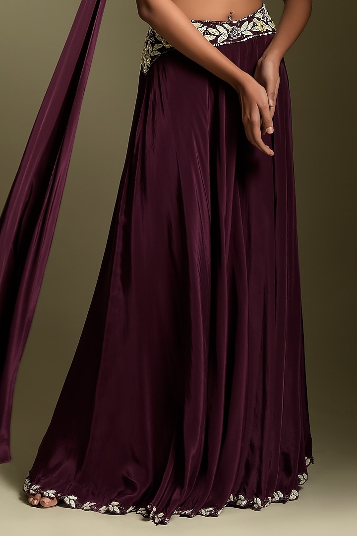 Wine Crepe Palazzo Pant Set by Two Sisters By Gyans at Pernia's Pop Up Shop