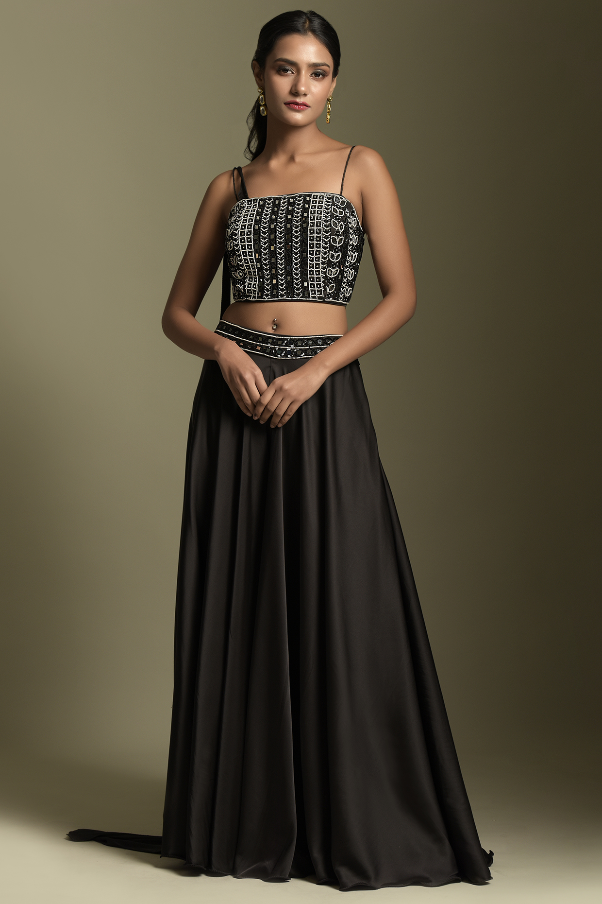 Black Satin Pant Set by Two Sisters By Gyans at Pernia's Pop Up Shop