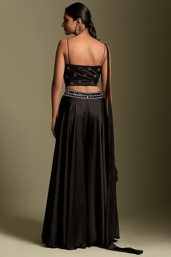 Black Satin Pant Set by Two Sisters By Gyans at Pernia's Pop Up Shop