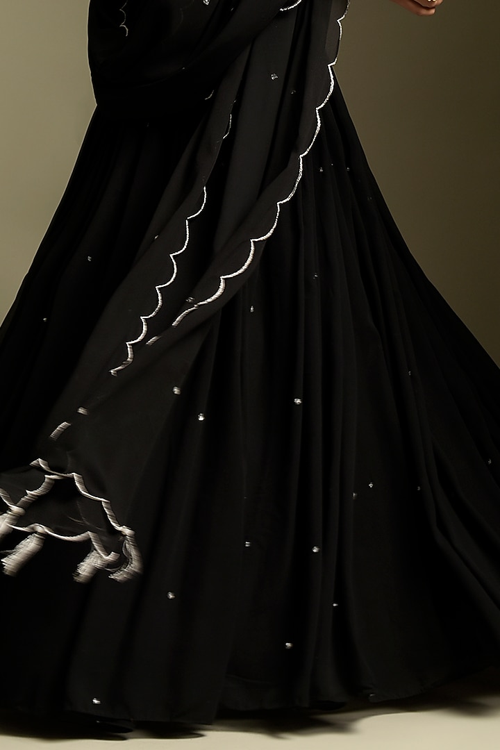 Black Georgette Wedding Lehenga Set by Two Sisters By Gyans at Pernia's Pop Up Shop