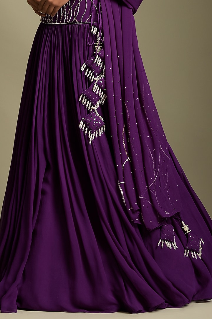 Purple Georgette Wedding Lehenga Set by Two Sisters By Gyans at Pernia's Pop Up Shop