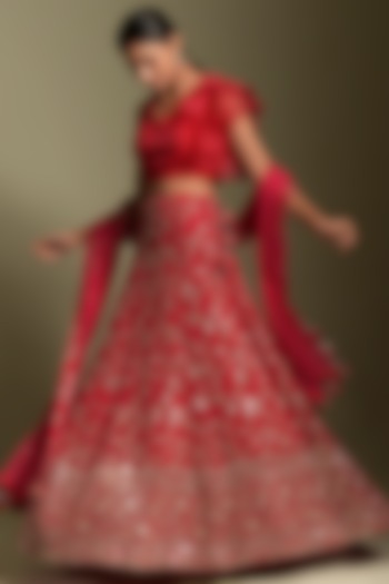 Red & Gold Sequins Lehenga Set by Two Sisters By Gyans