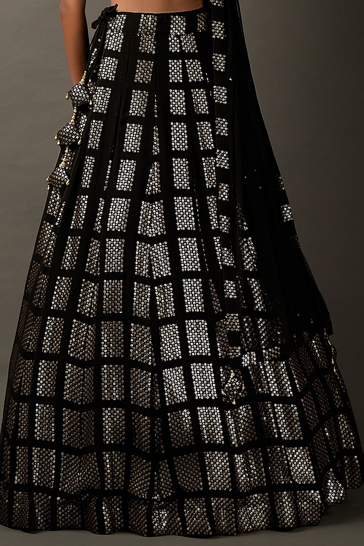 Black Embellished Wedding Lehenga Set by Two Sisters By Gyans at Pernia's Pop Up Shop