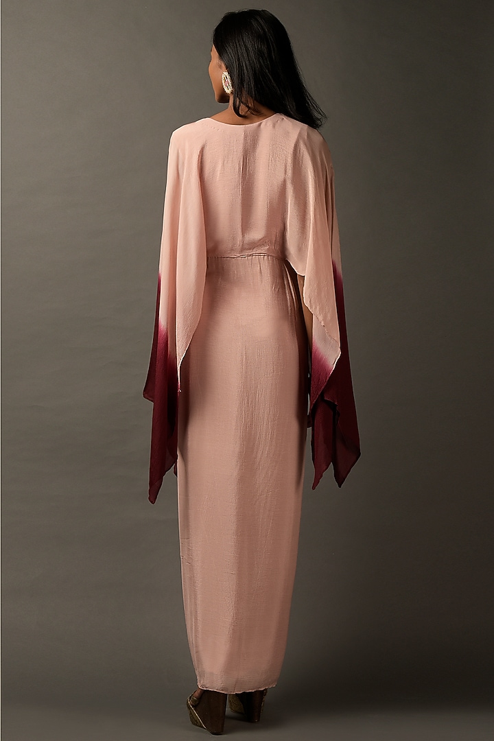 Pink & Maroon Ombre Silk Embroidered Cocktail Dress by Two Sisters By Gyans at Pernia's Pop Up Shop