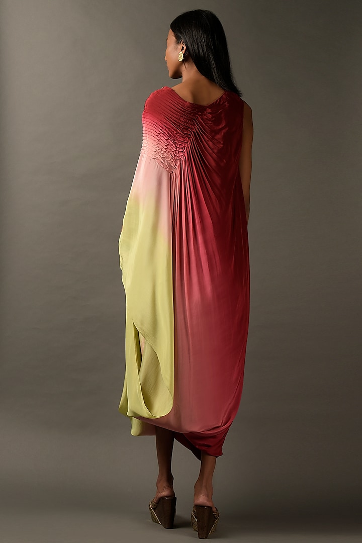 Multi-Colored Ombre Satin Embroidered Summer Dress by Two Sisters By Gyans at Pernia's Pop Up Shop