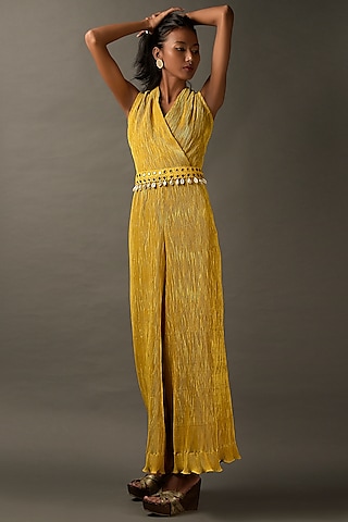 Mustard Yellow Lycra Dress by Two Sisters By Gyans