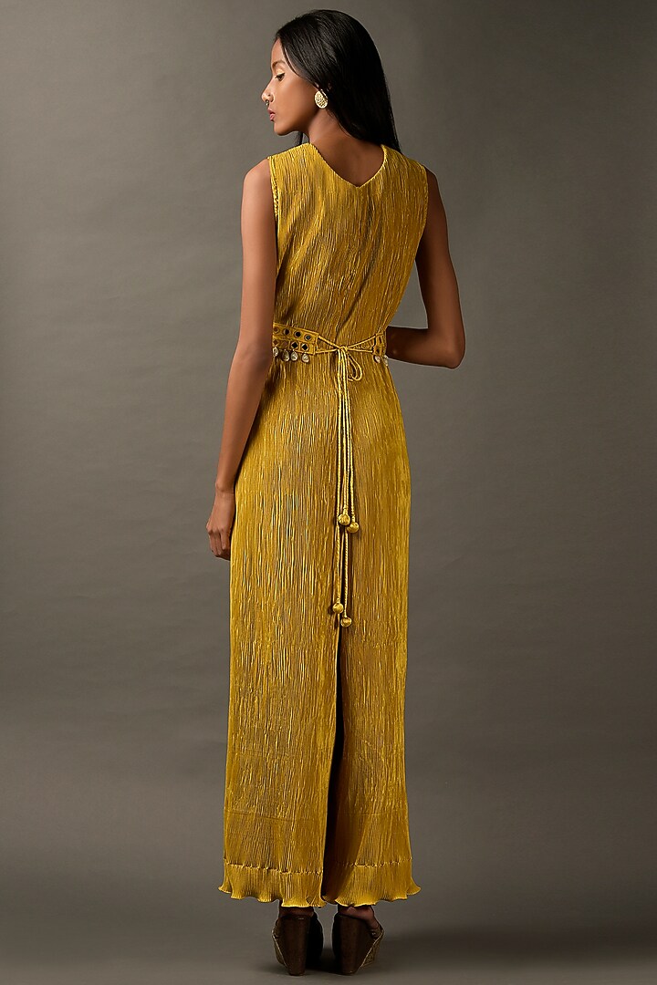 Mustard Yellow Lycra Vacation Dress by Two Sisters By Gyans at Pernia's Pop Up Shop