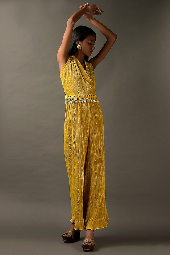 Mustard Yellow Lycra Vacation Dress by Two Sisters By Gyans at Pernia's Pop Up Shop