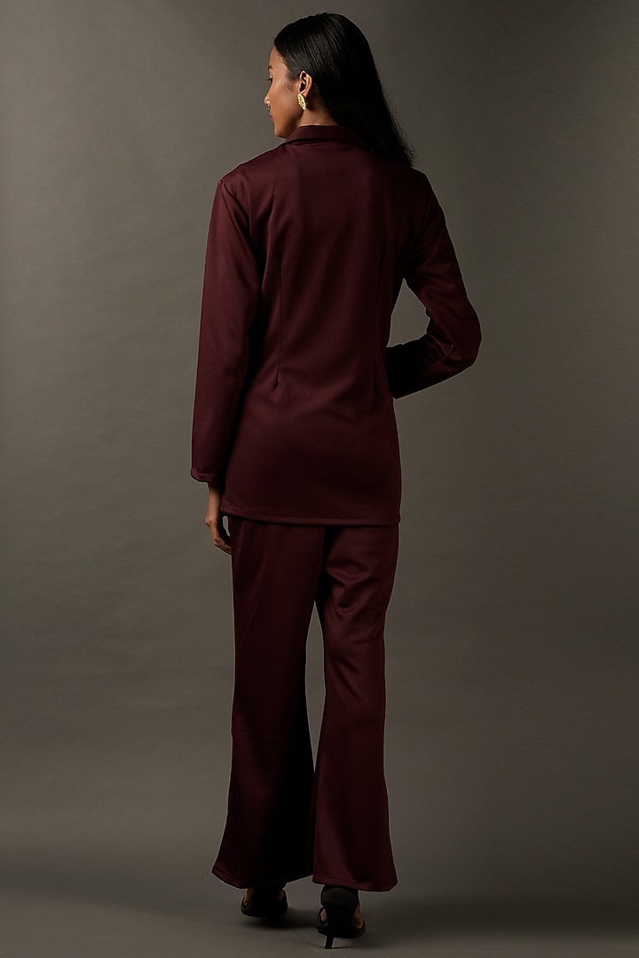 Burgundy Lycra Embroidered Co-Ord Set by Two Sisters By Gyans at Pernia's Pop Up Shop