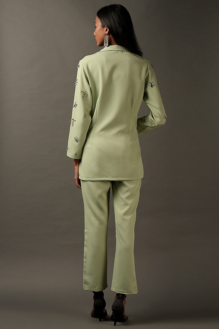 Mint Lycra Embroidered Co-Ord Set by Two Sisters By Gyans at Pernia's Pop Up Shop